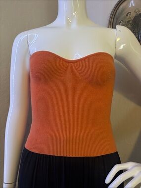 Princess Polly Orange Strapless Ribbed Knit Tube Top